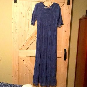 Long dusty blue dress
